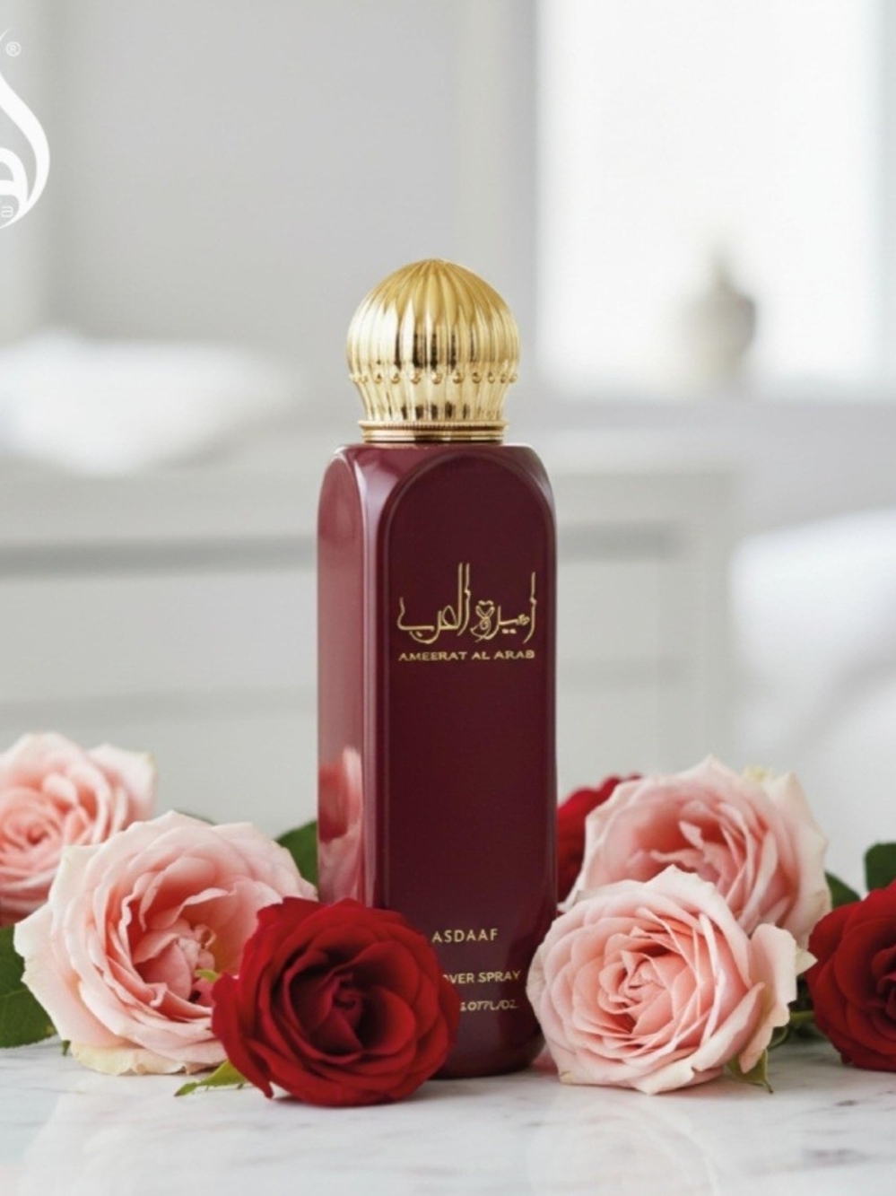 Ameerat Al Arab Fragrance Spray - Burgundy & Gold Bottle